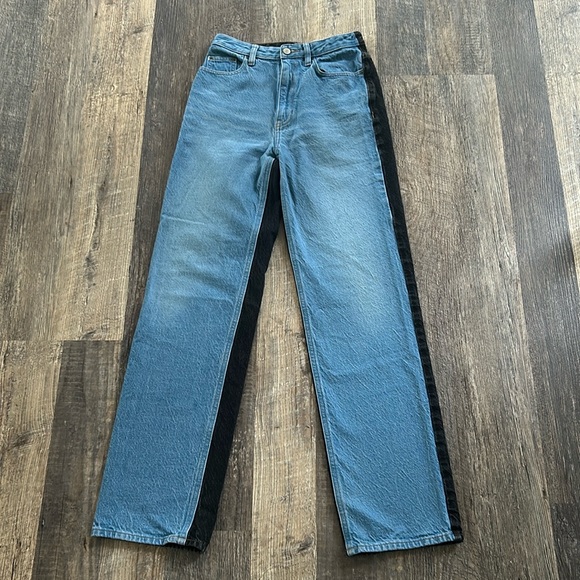 Pacsun Women's 26 Eco Black & Blue Two Tone High Waist Boyfriend Jeans - Picture 11 of 12